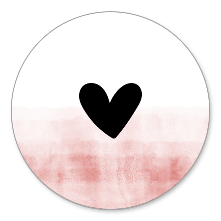 Waterverf roze met zwart hartje